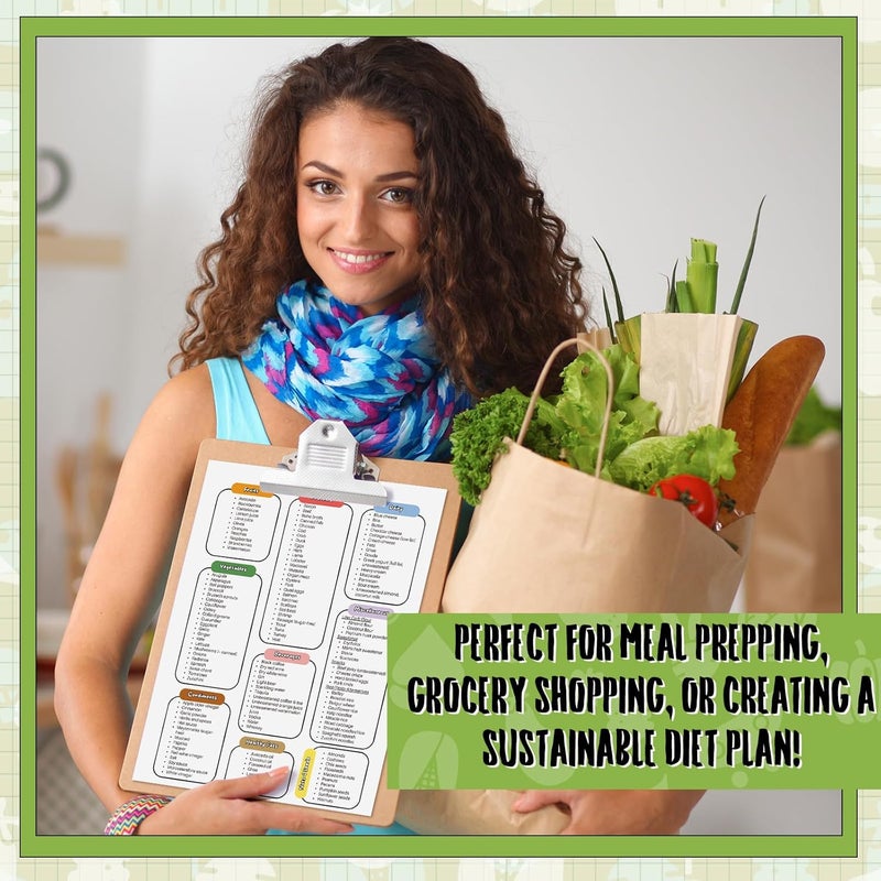 Sinload 12 Pcs Low Carb Food List Chart Posters Low Carb Meal Plan Grocery Health Food Diet Plan Beverages Snack Ideas for Kitchen - Image 3